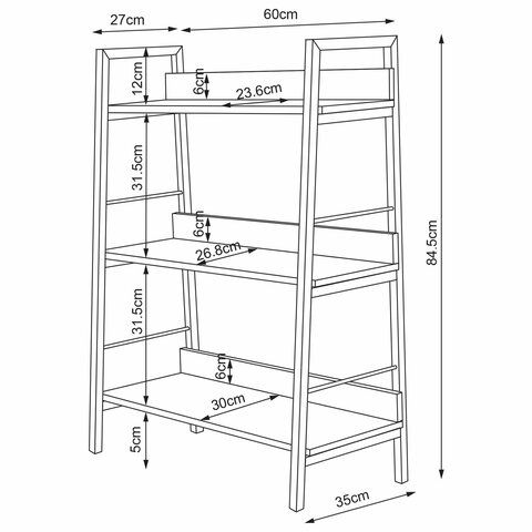 Стеллаж на металлокаркасе BRABIX &quot;LOFT SH-002&quot;, 600х350х845 мм, цвет дуб антик, 641232