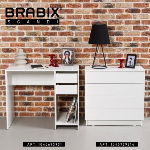 Комод BRABIX &quot;Scandi CM-001&quot;, 750х330х730 мм, 4 ящика, ЛДСП, белый, 641900, ЦБ013659 -1
