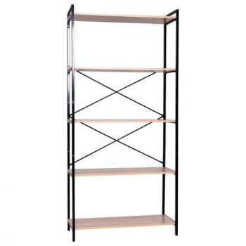 Стеллаж BRABIX "SMART SH-004", 790х360х1950 мм, ЛОФТ, 5 полок, металл/ЛДСП бунратти, каркас черный, 641944