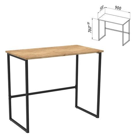 Стол BRABIX &quot;SMART CD-020&quot;, 900х500х770 мм, ЛОФТ, металл/ЛДСП бунратти, каркас черный, 641950