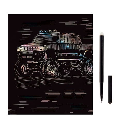 Гравюра с эффектом голографии &quot;Hummer (Хаммер)&quot;, 18х24 см, основа, штихель, LORI, Гр-208
