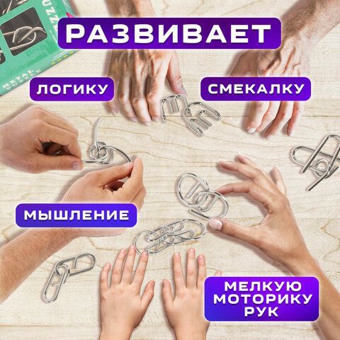 Головоломки металлические ЗОЛОТАЯ СКАЗКА (уровень сложности &quot;ПРОФИ&quot;), набор 6 штук, 662090