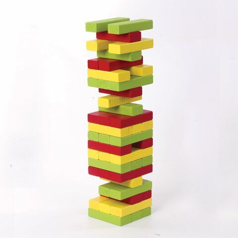 Игра настольная &quot;ЦВЕТНАЯ БАШНЯ&quot;, 48 окрашенных деревянных блоков + кубик, ЗОЛОТАЯ СКАЗКА, 662295
