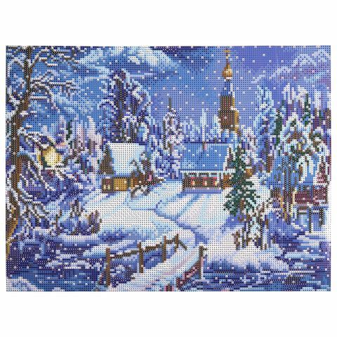 Картина стразами (алмазная мозаика) 30х40 см, ОСТРОВ СОКРОВИЩ &quot;Зимний пейзаж&quot;, без подрамника, 662408