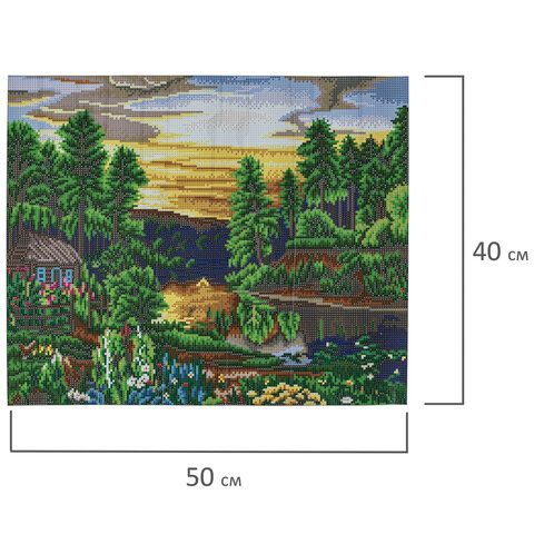 Картина стразами (алмазная мозаика) 40х50 см, ОСТРОВ СОКРОВИЩ &quot;Домик в лесу&quot;, без подрамника, 662417