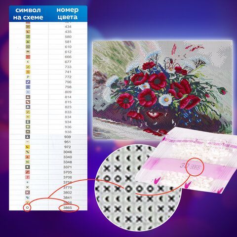 Картина стразами (алмазная мозаика) 30х40 см, ОСТРОВ СОКРОВИЩ &quot;Полевые цветы&quot;, на подрамнике, 662425