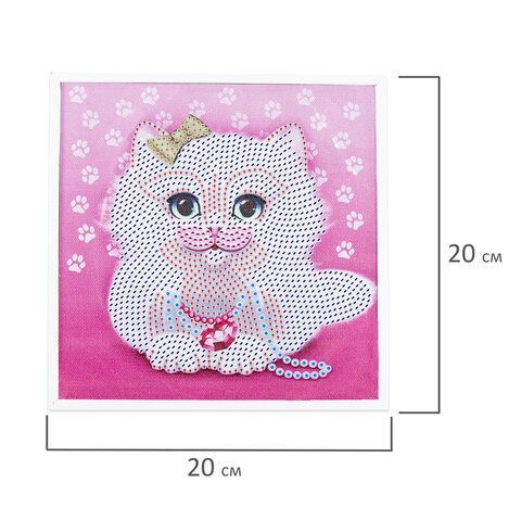 Картина стразами (алмазная мозаика) 20х20 см, ЮНЛАНДИЯ &quot;Котёнок&quot;, в деревянной рамке, 662440