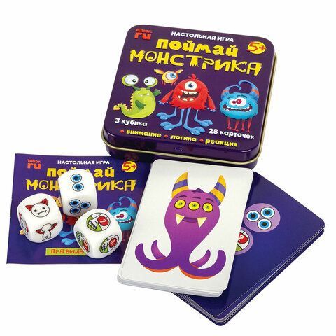 Игра настольная &quot;Поймай монстрика&quot;, жестяная коробочка, 10 КОРОЛЕВСТВО, 03527