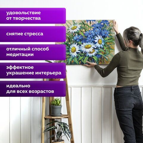 Картина по номерам 40х50 см, ОСТРОВ СОКРОВИЩ &quot;Ромашки&quot;, на подрамнике, акрил, кисти, 662913