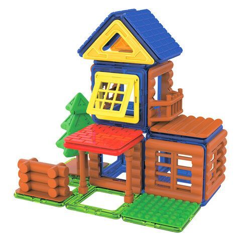 Магнитный конструктор MAGNETIC BUILD BLOCKS-39 &quot;Построй дом&quot;, 39 деталей, BRAUBERG KIDS, 663849