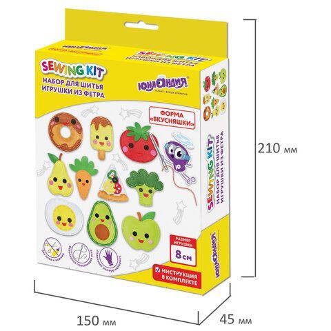 Набор для шитья игрушки из фетра &quot;Вкусняшки&quot;, 10 игрушек, ЮНЛАНДИЯ, 664734
