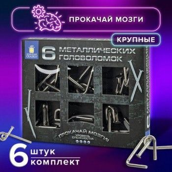 Головоломки металлические большие ЗОЛОТАЯ СКАЗКА, набор 6 штук, ГВОЗДИ, 664925
