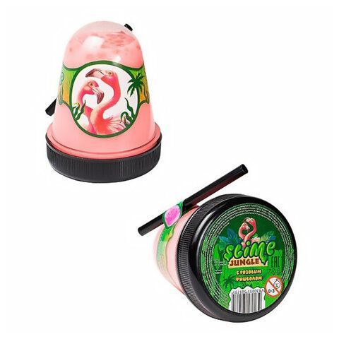 Слайм (лизун) &quot;Slime Jungle Фламинго&quot; с розовым фишболом, 130 г, ВОЛШЕБНЫЙ МИР, S300-29