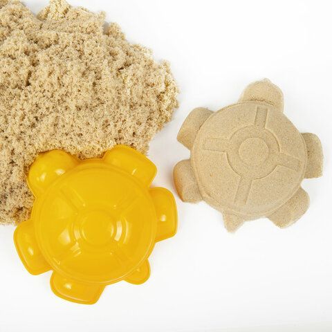 Песок для лепки кинетический BRAUBERG KIDS, песочный, 1500 г, 3 формочки, ведерко, 665096