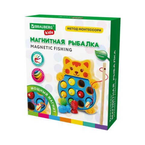 Сортер-рыбалка магнитный деревянный развивающий &quot;Кот&quot;, BRAUBERG KIDS, 665246