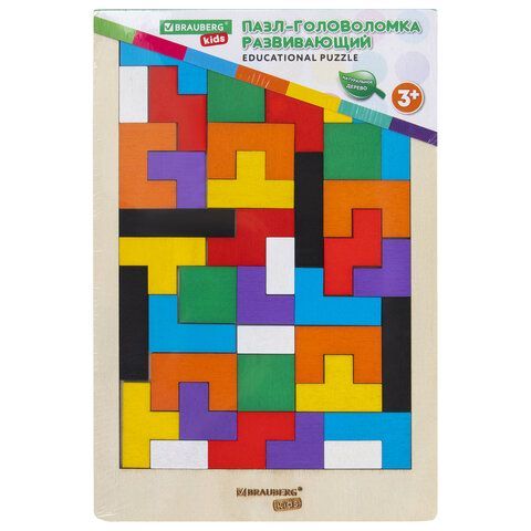 Головоломка развивающая деревянная &quot;Тетрис&quot;, цветной, 18х27 см, BRAUBERG KIDS, 665262
