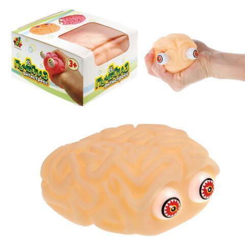 Игрушка-антистресс &quot;Мозг&quot;, 8 см, цветная коробка, АССОРТИ, 1TOY, Т23440