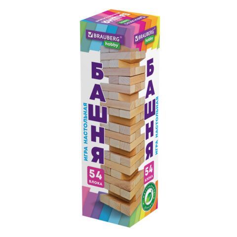 Игра настольная &quot;БАШНЯ&quot;, 54 деревянных блока, BRAUBERG HOBBY, 665492