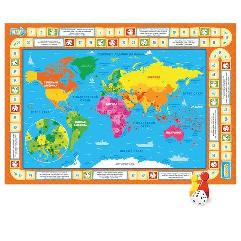 Настольная обучающая игра &quot;Мегафлагомания&quot;, карта мира, 200 карточек, ГЕОДОМ, 58427