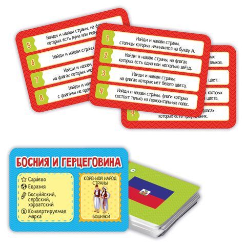 Настольная обучающая игра &quot;Мегафлагомания&quot;, карта мира, 200 карточек, ГЕОДОМ, 58427