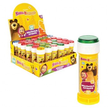 Мыльные пузыри "Маша и Медведь", 60 мл, дисплей, 1TOY 36 шт., Т22264