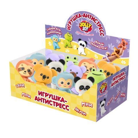 Игрушка-антистресс "ЗВЕРЮШКА-ОБНИМАШКА", ассорти 6 видов, дисплей, JOLLY JOT 12 шт. (ДЖОЛЛИ ДЖОТ), 665785