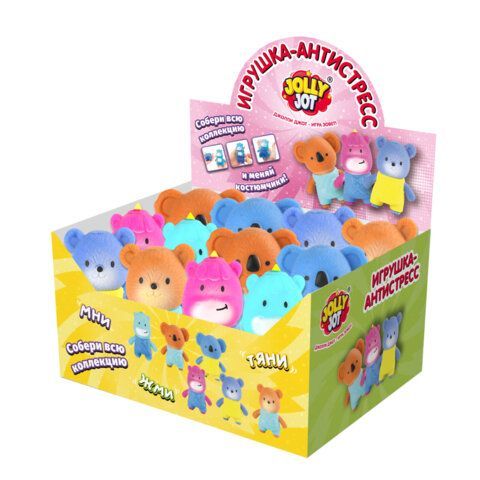 Игрушка-антистресс "ЖИВОТНЫЕ В КОСТЮМЧИКЕ", ассорти 6 видов, дисплей, JOLLY JOT 12 шт. (ДЖОЛЛИ ДЖОТ), 665787