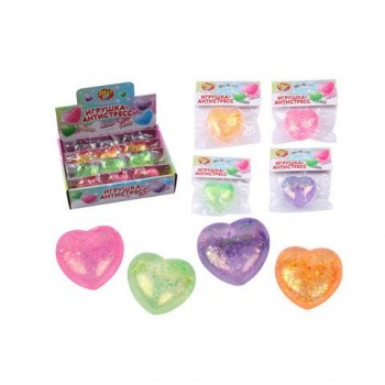 Игрушка-антистресс "СТЕКЛЯННОЕ СЕРДЦЕ", 5 см, ассорти 4 цвета, дисплей, JOLLY JOT 12 шт. (ДЖОЛЛИ ДЖОТ), 665808