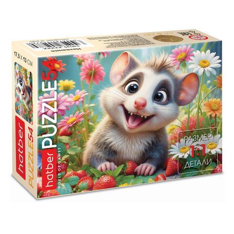 Пазл картонный 54 элемента "ОЧАРОВАТЕЛЬНЫЕ МОРДАШКИ", КОМПЛЕКТ 40 штук, 175х130мм, HATBER