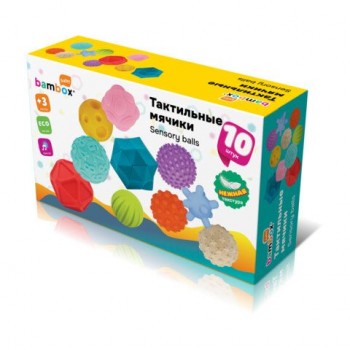 Тактильные мячики сенсорные игрушки развивающие ЭКО 10 штук, d 60-80 мм, BAMBOX BABY (БАМБОКС БЭБИ), 665899