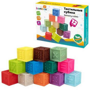 Тактильные кубики сенсорные с функцией сортера ЭКО 12 штук, BAMBOX BABY (БАМБОКС БЭБИ), 665900