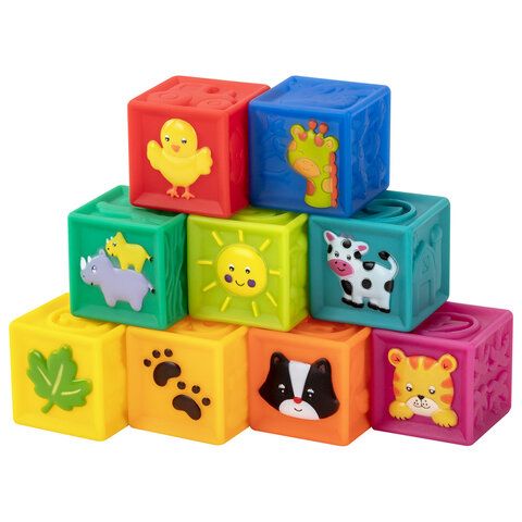 Тактильные кубики сенсорные игрушки развивающие ЭКО 9 штук, BAMBOX BABY (БАМБОКС БЭБИ), 665908
