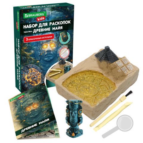 Набор для раскопок "Мир" 16х23 см, инструменты, 6 видов ассорти, BRAUBERG KIDS, 665918
