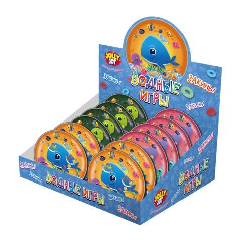 Водная игра ПОДВОДНЫЙ МИР, 10*10 см, колечки, ассорти, 4 вида, JOLLY JOT 12 шт. (ДЖОЛИ ДЖОТ), 665995