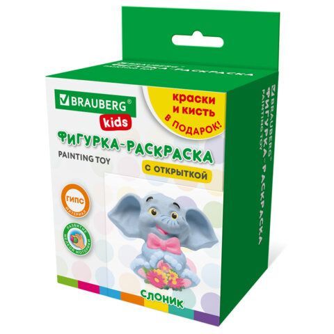 ФИГУРКА-ОТКРЫТКА ИЗ ГИПСА, с красками и кистью для росписи, ассорти, BRAUBERG KIDS, к, 666011