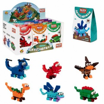 Конструктор пластиковый "Blockformers. ДИНОЗАВРИКИ", АССОРТИ, 6 видов, дисплей, 1TOY, Т23985