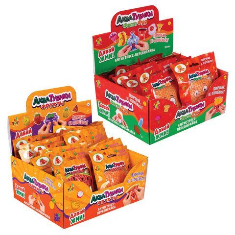 Антистресс-Переливайка &quot;АКВАТУБИКИ ВКУСНЯШКИ&quot;, АССОРТИ, 20 видов, 1TOY