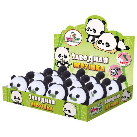 Игрушка пищалка мягкая заводная Панда, высота 11 см, WOOZOO (ВУЗУ), 666197