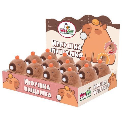 Игрушка пищалка мягкая Капибара со Жвачкой, высота 11 см, WOOZOO (ВУЗУ), 666198