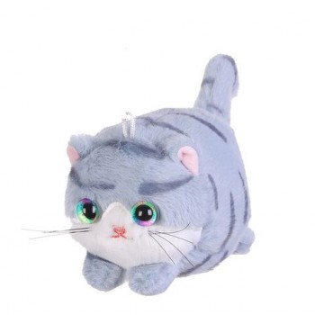 Игрушка пищалка мягкая заводная Кот Полосатый, высота 8 см, ассорти 2 цвета, WOOZOO (ВУЗУ), 666202