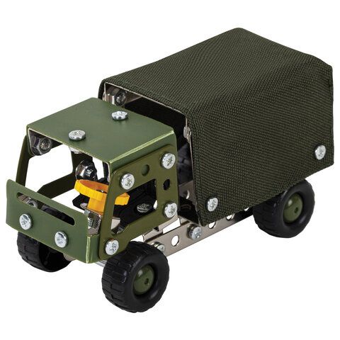 Конструктор металлический "Военный грузовик", с подвижными деталями, 116 элементов, BAMBOX, 666362