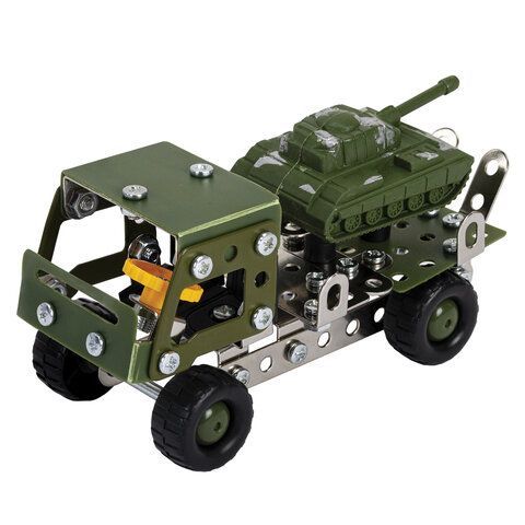 Конструктор металлический "Грузовик с танком", с подвижными деталями, 133 элемента, BAMBOX, 666363