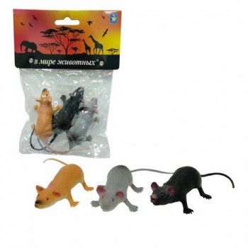 Игровой набор Фигурки животных "Крыски", 7 см, "В мире животных", 3 вида, 1TOY, Т1049, Т10492
