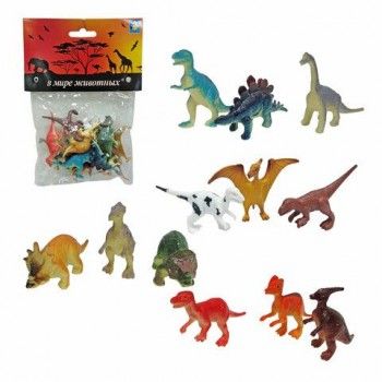 Игровой набор Фигурки животных Динозавры, 5 см, "В мире животных", 12 видов, 1TOY, Т5, Т50483