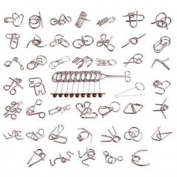 Головоломки металлические, набор 45 штук, разные уровни сложности, МозгоМина, 666422