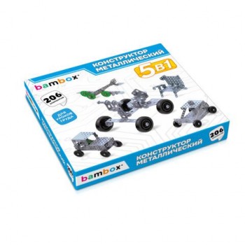 Конструктор металлический "Для уроков труда №1", 5 в 1, с подвижными деталями, 206 элементов, BAMBOX, 667036