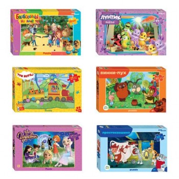 Пазл картонный 24 элемента, "МАКСИ-ПАЗЛЫ", АССОРТИ, поле 50х34,5 см