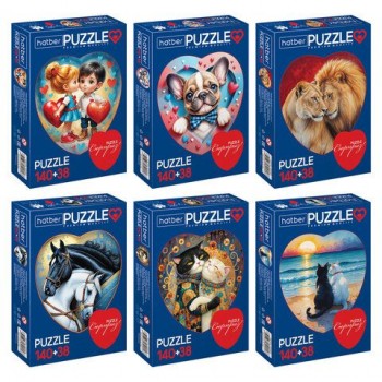 Пазл картонный 2 в 1 "ДВА СЕРДЦА" Premium 140 + 38 эл., ассорти, размер поля 270х280 мм