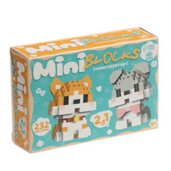 Конструктор пластиковый Конструктор "MiniBlocks", 2 в 1 собачки, 232 детали,UNICON, 1