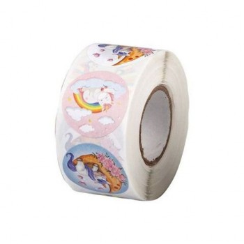 Наклейки декоративные в рулоне "Единороги", диаметр 25 мм, 500 шт, CENTRUM, 81249